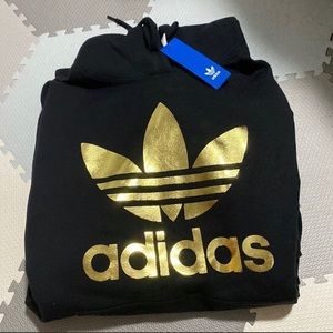 NWT Adidas black/gold hoodie Sz L
